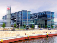 Blick über die Spree auf den Hauptbahnhof in Berlin